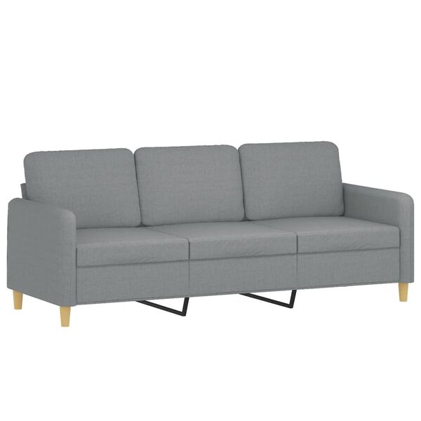 vidaXL Trivietė sofa su pakoja, šviesiai pilka, 180cm, audinys