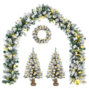 vidaXL Mini kalėdinių eglučių rinkinys 45 cm 125 LED &Scaron;ilta balta PVC