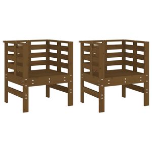 vidaXL Sodo kėdės, 2vnt., medaus rudos, 61,5x53x71cm, pu&scaron;ies masyvas