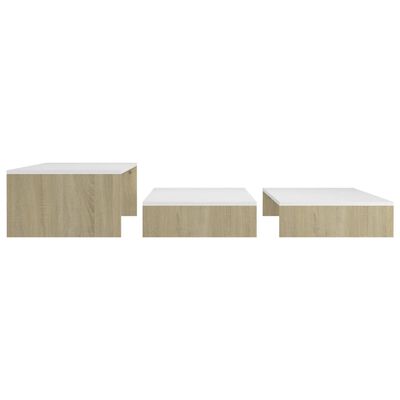 vidaXL Sudedamų kavos staliukų rinkinys, baltas/ąžuolo, 100x100x26,5cm
