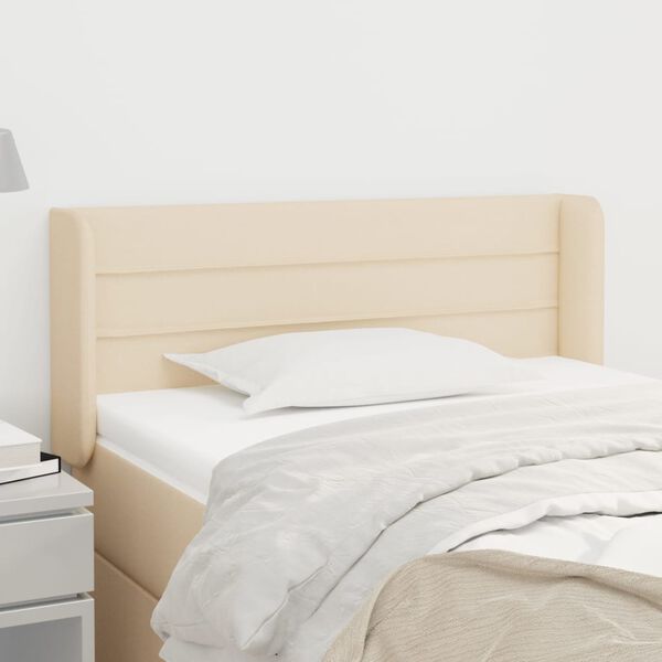 vidaXL Galvūgalis su auselėmis, kreminės,103x16x78/88cm, audinys