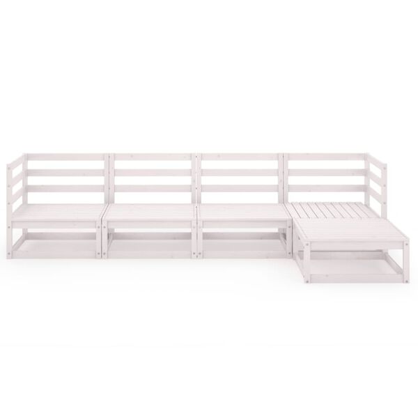 vidaXL Sodo poilsio baldų komplektas, 5 dalių, baltas, pu&scaron;ies masyvas