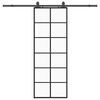 vidaXL Stumdomos durys su įrangos rinkiniu, juodas, 76x205 cm, ESG ir