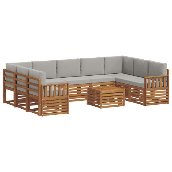 vidaXL Sofų komplektai su pagalve 10 pcs Natūrali ir &scaron;viesiai pilka