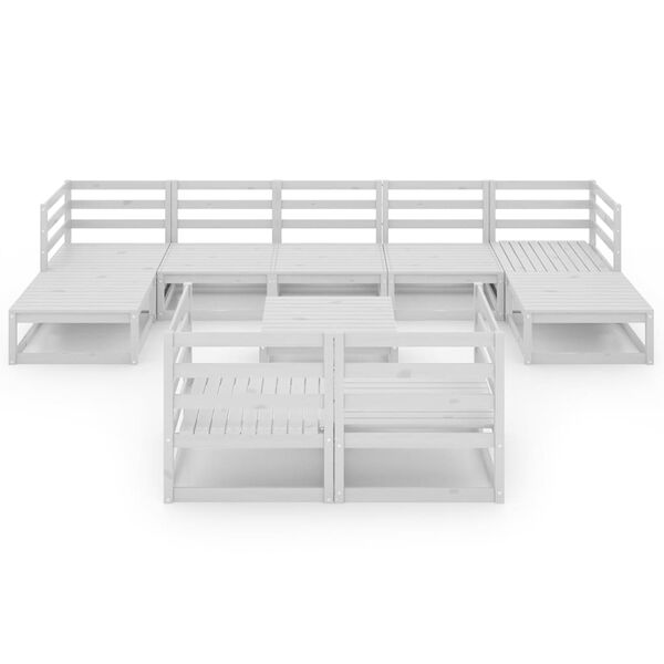 vidaXL Sodo poilsio komplektas, 10 dalių, baltas, pu&scaron;ies masyvas