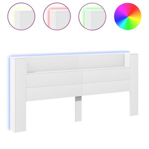 vidaXL Galvūgalis-spintelė su LED, baltos spalvos, 220x16,5x103,5cm