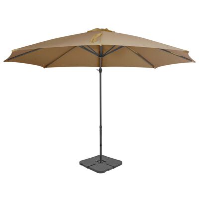 vidaXL Lauko skėtis su nešiojamu pagrindu, taupe sp.