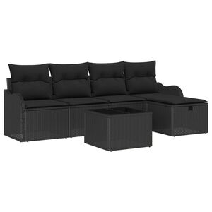 vidaXL Sodo Sofų Rinkinys 6 vnt. 4 vietos Juoda poliratanas