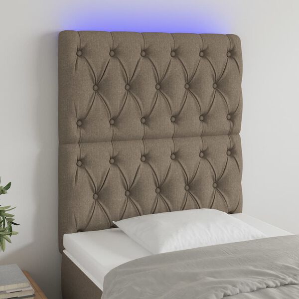vidaXL Galvūgalis su LED, taupe spalvos, 80x7x118/128cm, audinys