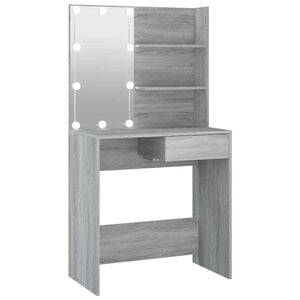 vidaXL Kosmetinis staliukas su LED, pilkas ąžuolo, 74,5x40x141cm
