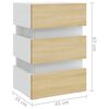 vidaXL Naktinė spintelė su LED, balta ir ąžuolo, 45x35x67cm, mediena