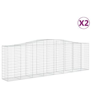 vidaXL I&scaron;lenkti gabiono krep&scaron;iai, 2vnt., 400x50x120/140cm, geležis