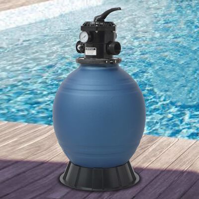vidaXL Smėlio filtras baseinui su 6 pozicijų vožtuvu, mėlynas, 460mm