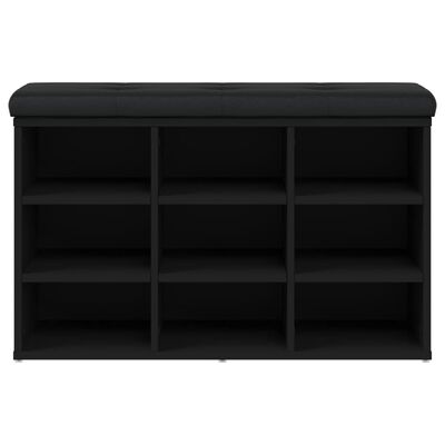vidaXL Batų suoliukas, juodos spalvos, 82x32x50cm, apdirbta mediena