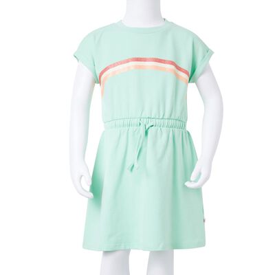 Vaikiška suknelė su sutraukiama juostele, ryškiai žalia, 92 dydžio