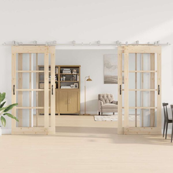 vidaXL Stumdomų durų įrangos rinkinys, sidabr., 400cm, nerūd. plien.