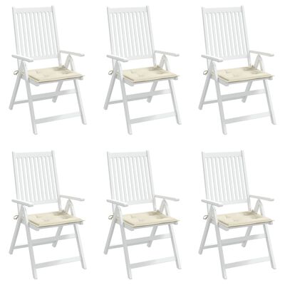 vidaXL Sodo kėdės pagalvėlės, 6vnt., kreminės, 50x50x3cm, audinys