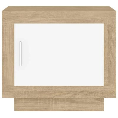 vidaXL Kavos staliukas, baltas/ąžuolo, 51x50x45cm, apdirbta mediena