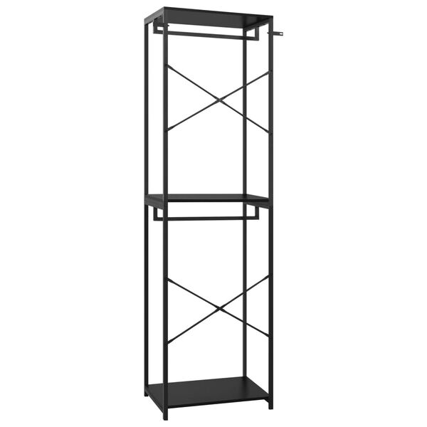 vidaXL Drabužių spinta, juodos spalvos, 60x40x213cm, metalas ir MDP