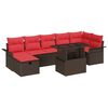 vidaXL Sodo Sofų Rinkinys su pagalve 8 pcs Ruda Poli ratanas