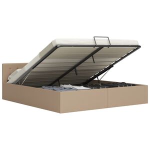 vidaXL Lovos rėmas su daiktadėže, kapučino, 180x200cm, dirbtinė oda