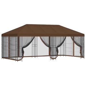 vidaXL Paviljonas su &scaron;oninėmis sienelėmis 6 x 3 m Ruda