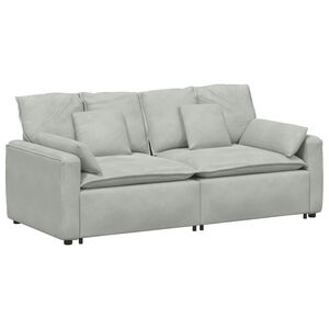 vidaXL Modulinė sofa su pagalvėlėmis, &scaron;viesiai pilka