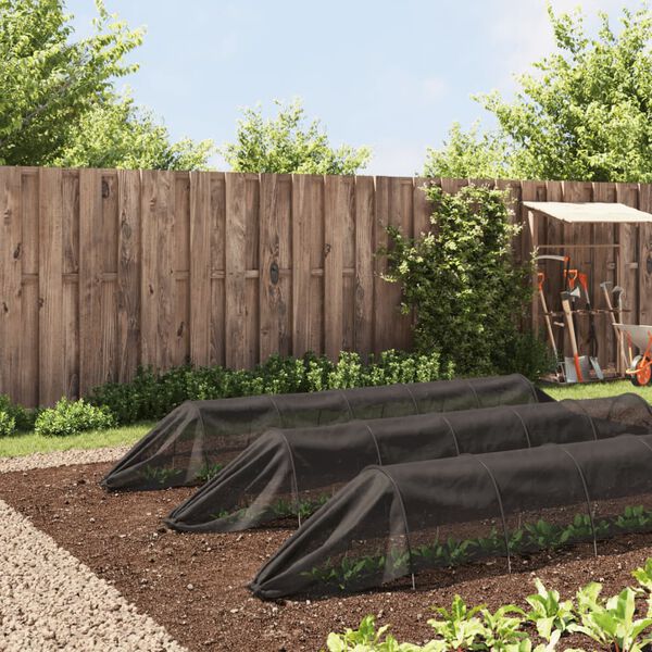 vidaXL Tinklelio tuneliai, juodi, 3vnt., plienas/polietilenas