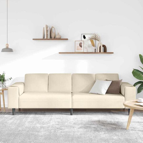 vidaXL Sofa su pagalve Kreminė 250 x 77 x 76 cm Kordūrinis audinys