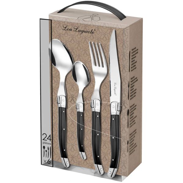 Lou Laguiole Stalo įrankių rinkinys Tradition, 24 dalių, antracito