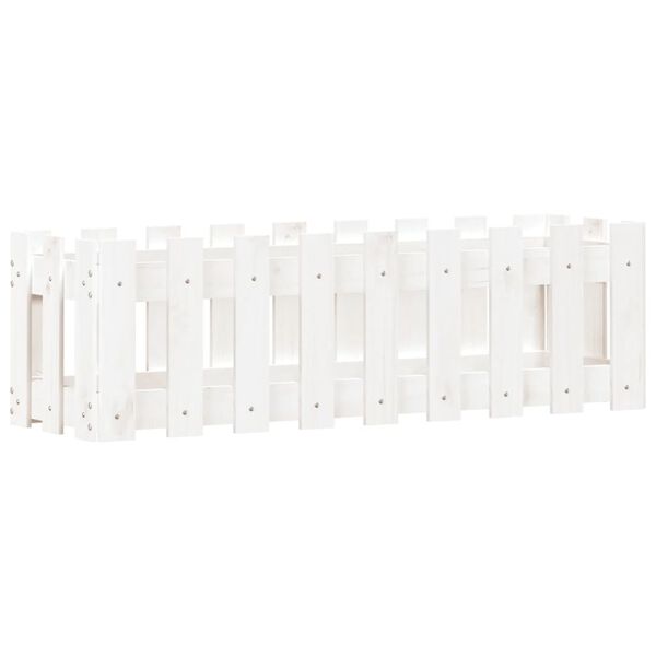 vidaXL Sodo lovelis, baltas, 100x30x30cm, pu&scaron;is, tvorelės dizaino