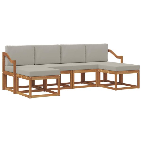 vidaXL Lauko sofos komplektas 6 pcs Natūrali ir &scaron;viesiai pilka