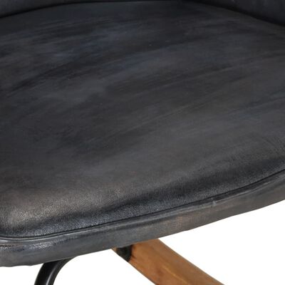 vidaXL Supama kėdė su pakoja, pilkos spalvos, tikra oda