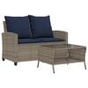 vidaXL Dvivietė sodo sofa su pagalvėlėmis ir staliuku, pilkos spalvos