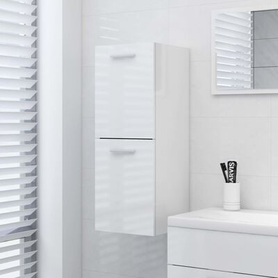 vidaXL Vonios kambario spintelė, balta, 30x30x80cm, MDP, ypač blizgi