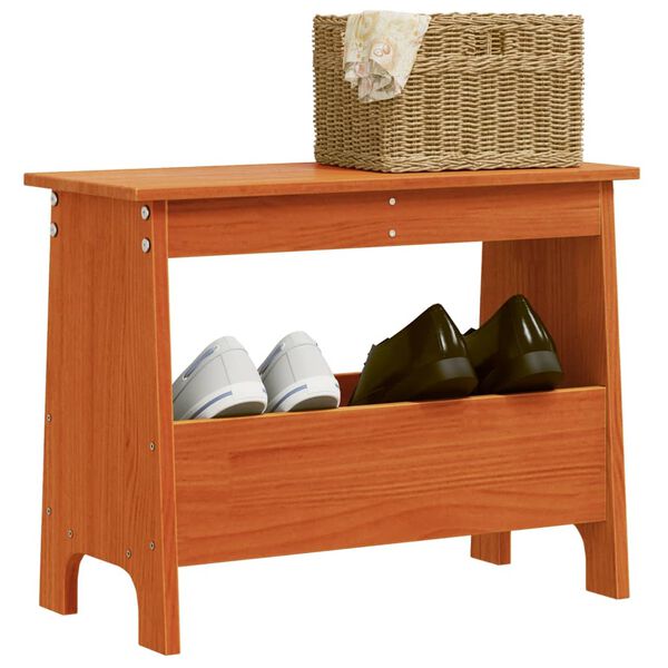 vidaXL Koridoriaus suoliukas, va&scaron;ko rudas, 60x28x45cm, pu&scaron;ies masyvas