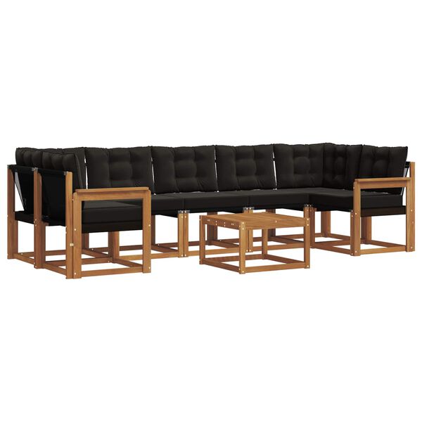 vidaXL Lauko sofos komplektas su pagalve 8 pcs Natūrali ir juoda