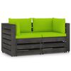 vidaXL Dvivietė sodo sofa su pagalvėlėmis, pilkai impregnuota mediena