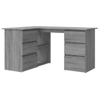 vidaXL Kampinis rašomasis stalas, pilkas ąžuolo, 145x100x76cm, mediena