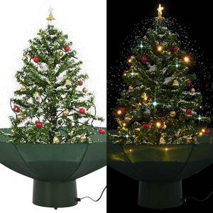 vidaXL Kalėdų eglutė su sniegu ir skėčio formos pagrindu, žalia, 75cm