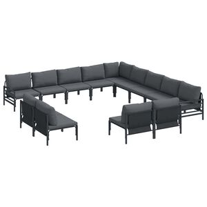 vidaXL Sodo Sofų Rinkinys 13 vnt. Juoda Plienas