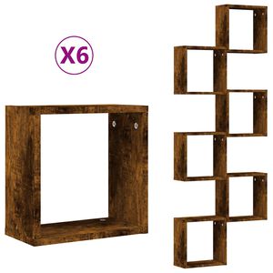 vidaXL Wall Cube lentynos 6 vnt Rūkytas ąžuolas 30x15x30 cm