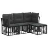 vidaXL Lauko sofos komplektas su pagalve 4 pcs Juoda Poliesteris
