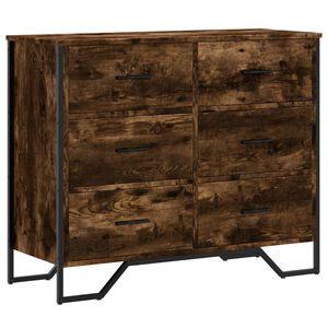 vidaXL Komoda su stalčiais, dūminio ąžuolo, 91x35,5x74,5cm, mediena