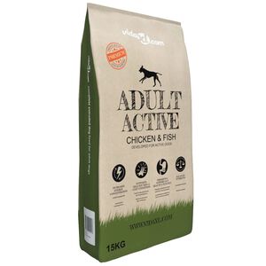 vidaXL Sausas maistas &scaron;unims, Adult Active Chicken & Fish, 15kg