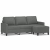 vidaXL Trivietė sofa su pakoja, tamsiai pilkos spalvos, 180cm, audinys