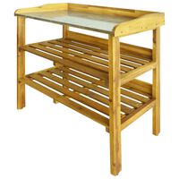 vidaXL Persodinimo stalas su 2 lentynomis, akacijos mediena su cinku
