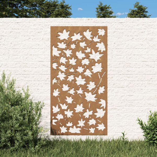 vidaXL Sodo sienos dekoracija, 105x55cm, corten plienas, klevo lapai