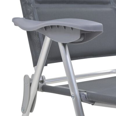 vidaXL Kempingo kėdės, 2 vnt., pilkos, 58x69x111cm, aliuminis