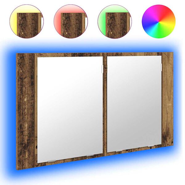 vidaXL Vonios veidrodžio spinta Senovinis medis 80 x 12 x 45 cm